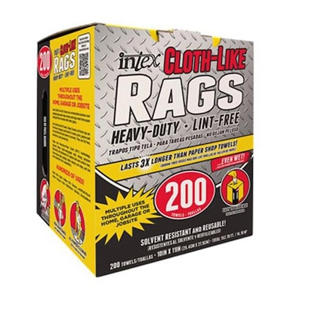 Intex Intex Supply 256188 10 x 11 in. Cloth-Like Rags; 200 Count 256188